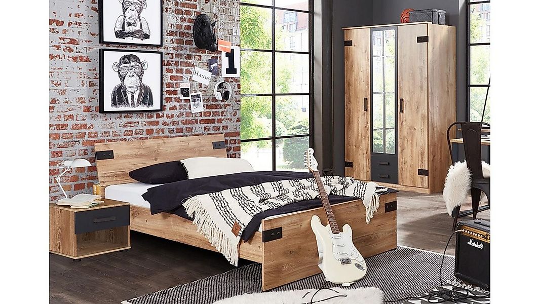 Wimex Jugendzimmer-Set Jugendzimmer 1 Liverpool Kinderzimmer Eiche graphit günstig online kaufen