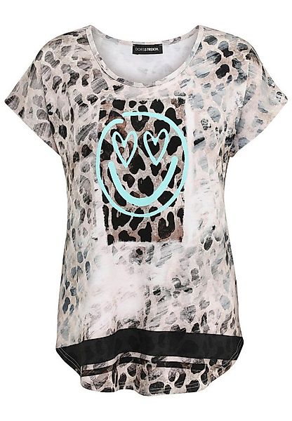 Doris Streich T-Shirt mit Leo-Muster und Smiley-Motiv günstig online kaufen