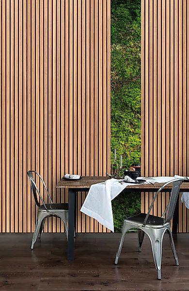 living walls Vliestapete »Holzleisten-Tapete mit Moosoptik Naturdesign« mat günstig online kaufen