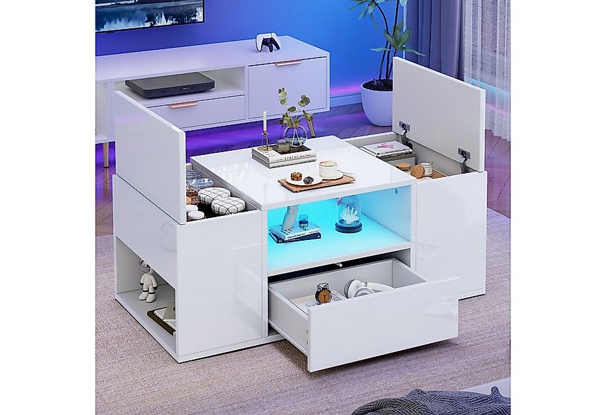 Merax Couchtisch Sofatisch Beistelltisch mit LED-Beleuchtung (100x50x40cm, günstig online kaufen