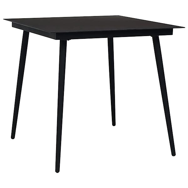 vidaXL Garten-Esstisch Schwarz 80x80x74 cm Stahl und Glas 312157 günstig online kaufen