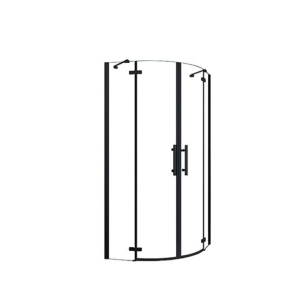 Duschparadies Duschkabine 90 x 90 cm Runddusche Höhe 195cm Schwarz Viertelk günstig online kaufen