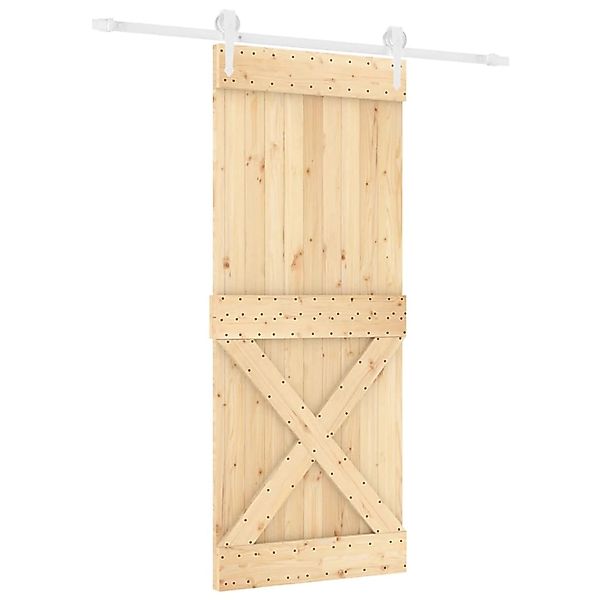 vidaXL Schiebetür mit Beschlag 85x210 cm Massivholz Kiefer 3203225 günstig online kaufen