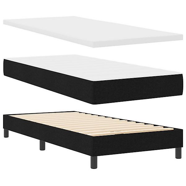 vidaXL Bett Boxspringbett mit Matratze Schwarz 90x190 cm Stoff (1-tlg) günstig online kaufen