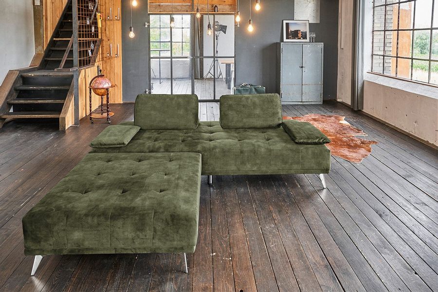 KAWOLA Schlafsofa WIOLO Velvet moosgrün - günstig online kaufen