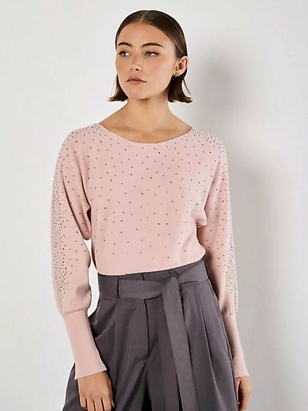 Apricot Strickpullover Gerippter Batwing Pullover, mit Nietenausschnitt günstig online kaufen