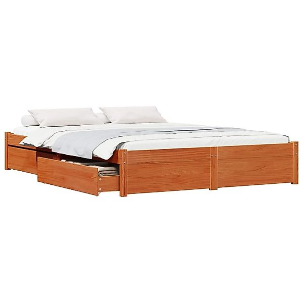 vidaXL Bettrahmen Wachsbraun 140 x 200 cm Massivholz Kiefer 3422759 günstig online kaufen