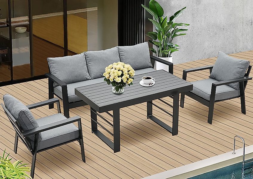 MeXo Gartenlounge-Set Gartenmöbel Set Aluminium 5-6 günstig online kaufen