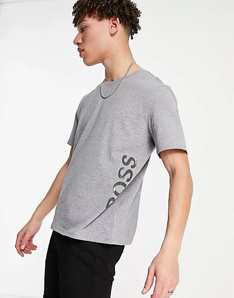 BOSS Identity – Graues T-Shirt mit seitlichem Logo günstig online kaufen