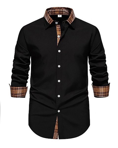Allthemen Langarmhemd mit Karo-Kontrastdetails lässiges Freizeithemd günstig online kaufen