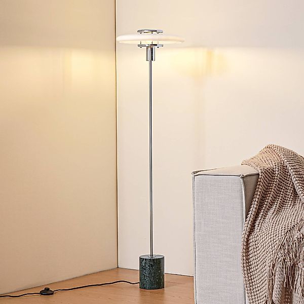 Lindby Stehleuchte Branford, 130 cm, weiß/grün, Glas/Marmor günstig online kaufen