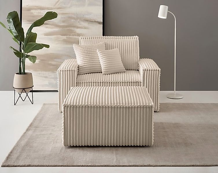 andas Loveseat »FINNLEY, Loveseat & Hocker im Set, trendige Stoffe, inkl. Z günstig online kaufen