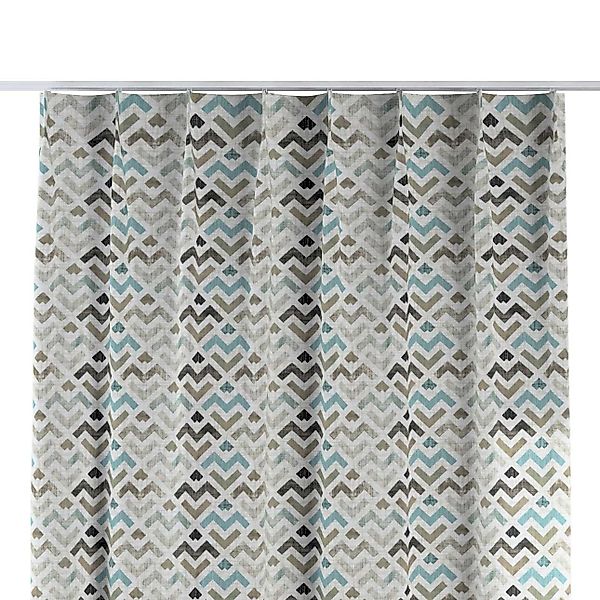 Vorhang mit flämischen 1-er Falten, blau-beige, Modern (141-93) günstig online kaufen