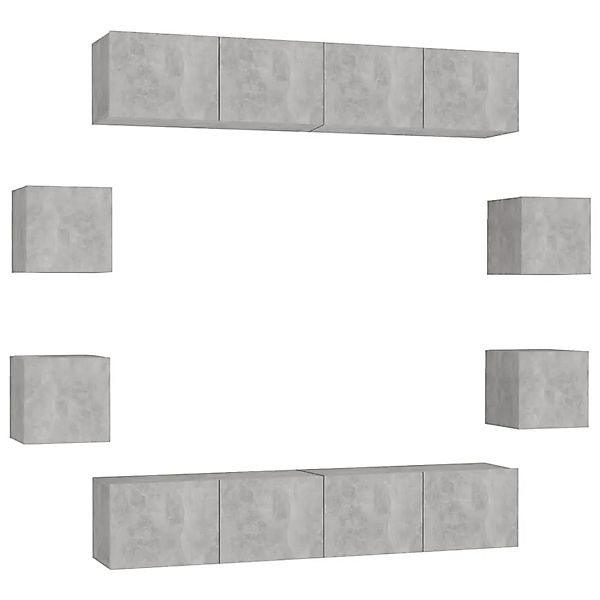 vidaXL 8-Tlg TV-Schrank-Set Betongrau Holzwerkstoff 3079068 günstig online kaufen