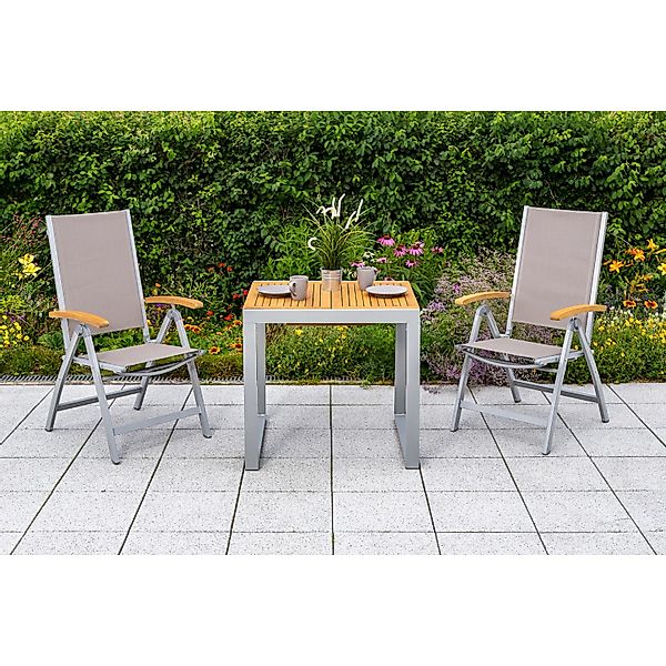 Gartenmöbel-Set Naxos 3-tlg. Grau inkl. Klappsessel 65 cm x 59 cm günstig online kaufen