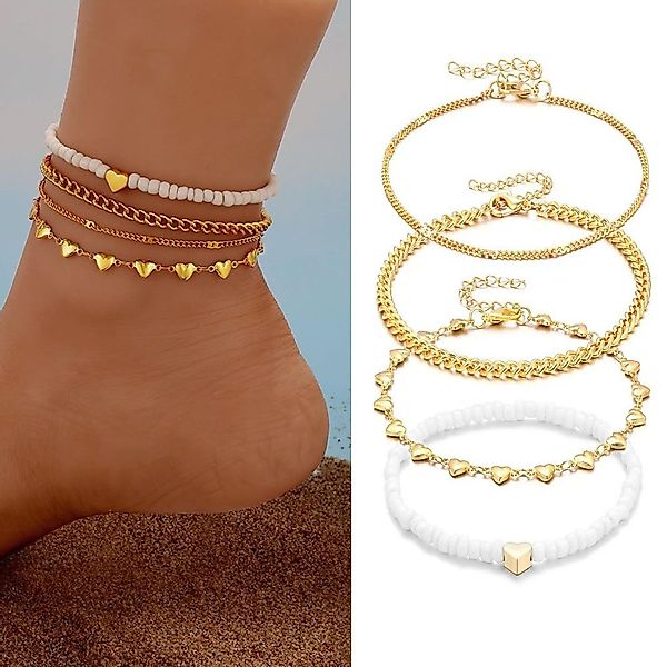 RWEUOQ Fußkette 4 Stück Fußkettchen für günstig online kaufen