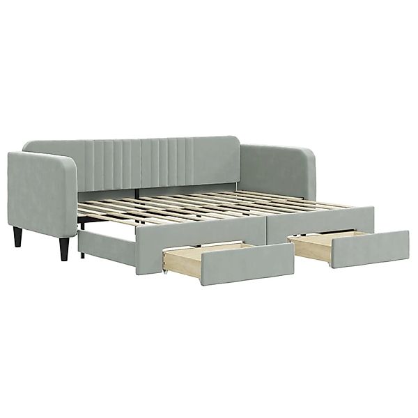 vidaXL Bett, Tagesbett Ausziehbar mit Schubladen Hellgrau 80x200 cm Samt günstig online kaufen