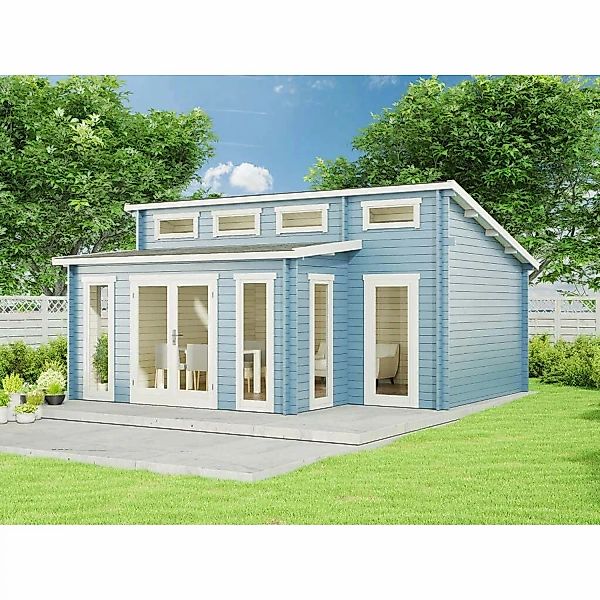 Finntherm Gartensauna Lausitz Prima Naturbelassen 590 x 540 cm Wandstärke 4 günstig online kaufen