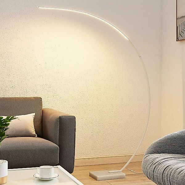 Lindby LED-Bogenstehleuchte Kendra, weiß, Alu, Höhe 180cm günstig online kaufen