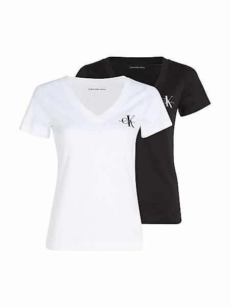 Calvin Klein Jeans T-Shirt "2-PACK MONOLOGO V-NECK TEE", (Packung, 2er-Pack günstig online kaufen