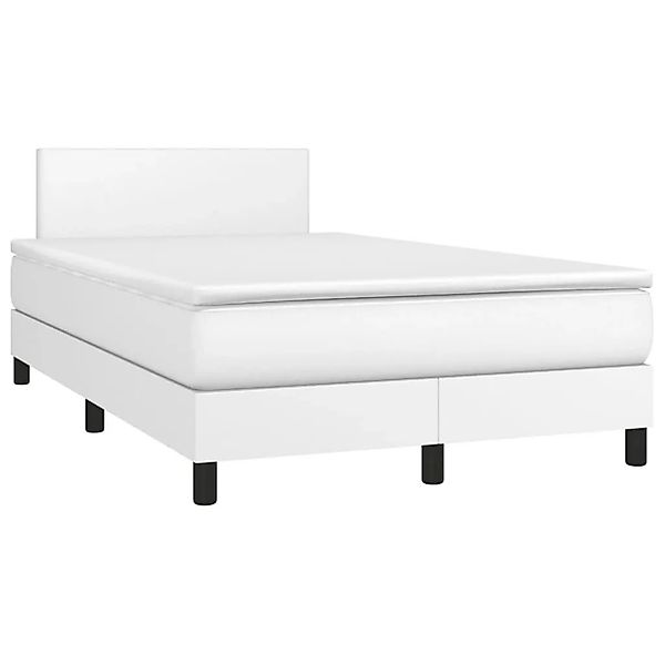 vidaXL Boxspringbett mit Matratze Weiß 120x190 cm Kunstleder 3269808 günstig online kaufen