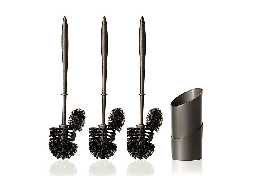 Hausfelder WC-Garnitur Klobürste mit Randreiniger WC (Schwarz, 2 Ersatzbürs günstig online kaufen