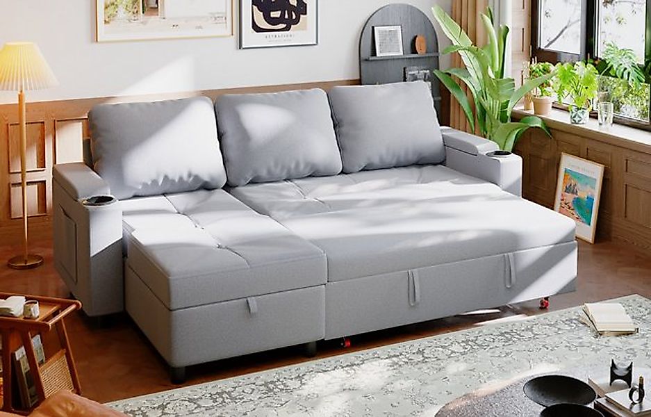GUNJI Ecksofa Ecksofa L-förmiges Schlafsofa mit multifunktionalem Stauraum, günstig online kaufen
