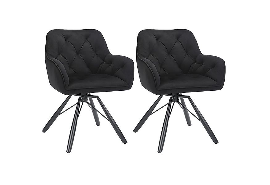 oyajia Polsterstuhl Esszimmerstuhl mit Armlehne Samt-Bezug Schwarz / Grau ( günstig online kaufen