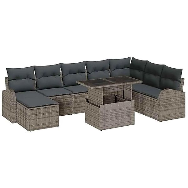 vidaXL Garten-Sofa-Set mit Kissen 9-Tlg Grau 3348695 günstig online kaufen