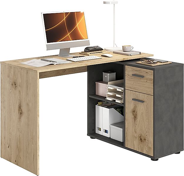 FMD Eckschreibtisch AUGSBURG, Schreibtisch/Sideboard m. Stauraum, günstig online kaufen