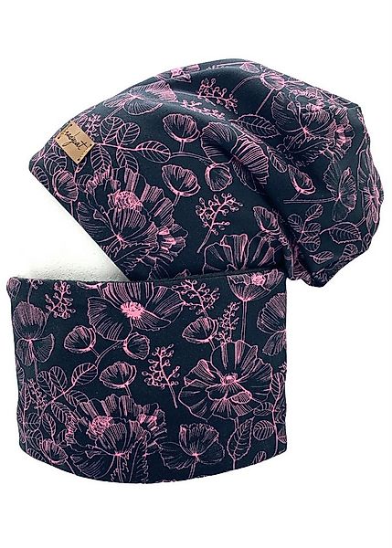 nadycat Beanie BLACK FLOWER (2-St., Beanie mit passendem Loop) handgefertig günstig online kaufen