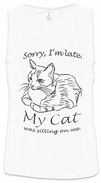 Urban Backwoods Tanktop Sorry I'm Late Cat Ärmelloses T-Shirt Cat Katze Has günstig online kaufen