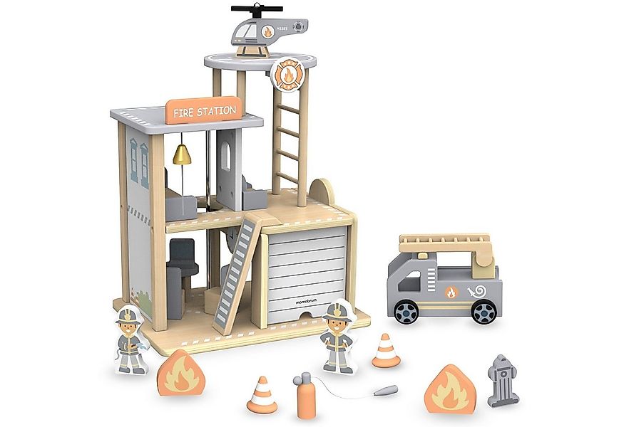 Mamabrum Spiel-Feuerwehrwache Feuerwehrstation Spielset - Holzspielzeug für günstig online kaufen