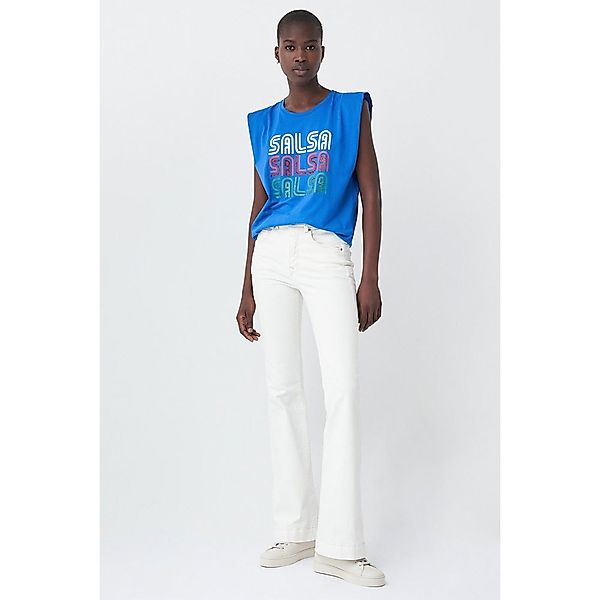 Salsa Jeans 125399-851 / Multicolor Logo Ärmellos T-shirt XL Blue günstig online kaufen