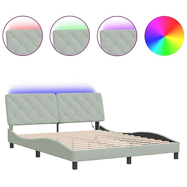 vidaXL Bettgestell mit LED ohne Matratze Hellgrau 160x200 cm Samt 3213861 günstig online kaufen