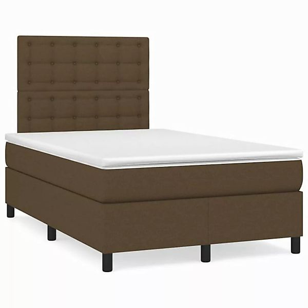 vidaXL Boxspringbett Boxspringbett mit Matratze Dunkelbraun 120x200 cm Stof günstig online kaufen