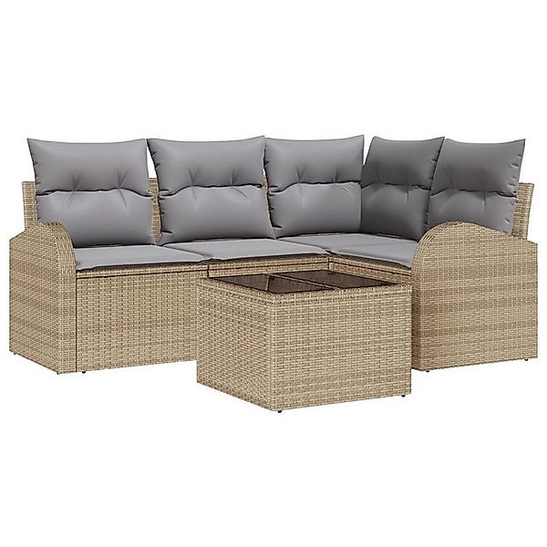 vidaXL Loungesofa 5-teiliges Garten Sofa Set mit Kissen hellgrau und beige günstig online kaufen