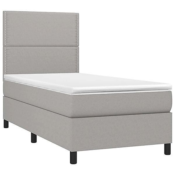 vidaXL Boxspringbett mit Matratze & LED Hellgrau 90x190 cm Stoff 3134757 günstig online kaufen