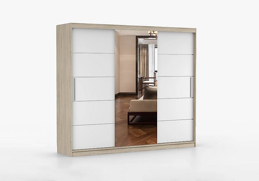 imoebel24 Schwebetürenschrank ALBA I 250 cm - Sonoma / Weiss Matt günstig online kaufen
