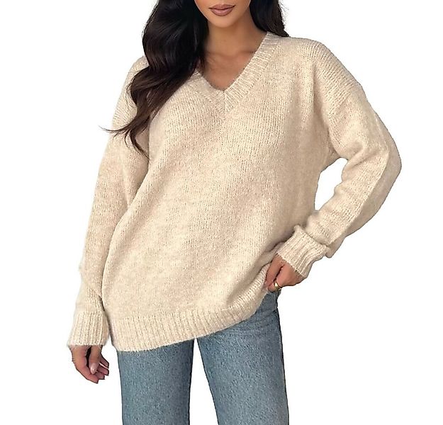 Ital-Design V-Ausschnitt-Pullover V-Ausschnitt Pullover für Damen – Komfort günstig online kaufen
