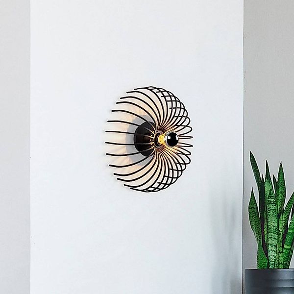 Wandleuchte Aspendos N-645, schwarz, Metall, Ø 36 cm, E27 günstig online kaufen