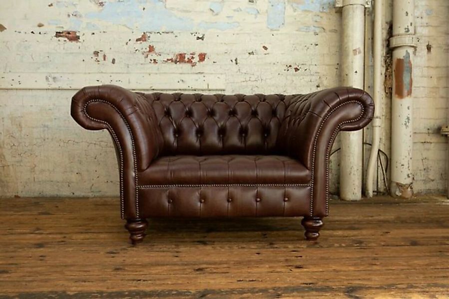 JVmoebel 1,5-Sitzer Design Chesterfield Stoff Couch Sofa1.5 Sitz 100% Leder günstig online kaufen