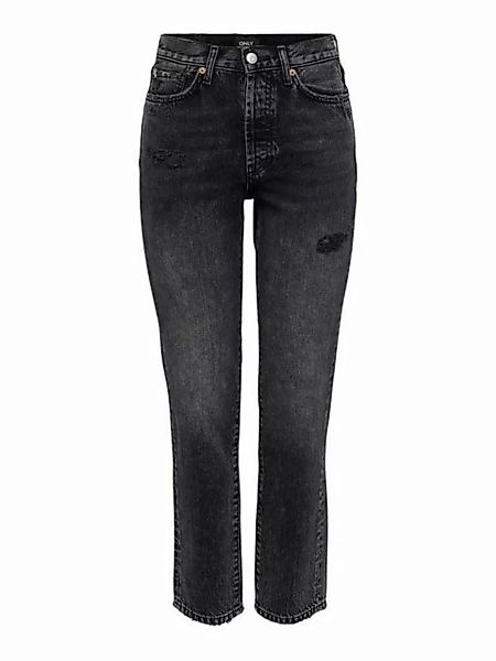 ONLY Onlfine Life High Rise Ankle Straight Fit Jeans Damen Schwarz günstig online kaufen