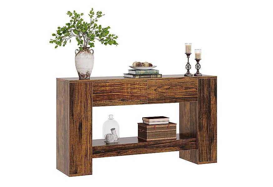 Tribesigns Konsolentisch mit 2 Schubladen, 2-stöckiger Eingangstisch, 140 x günstig online kaufen