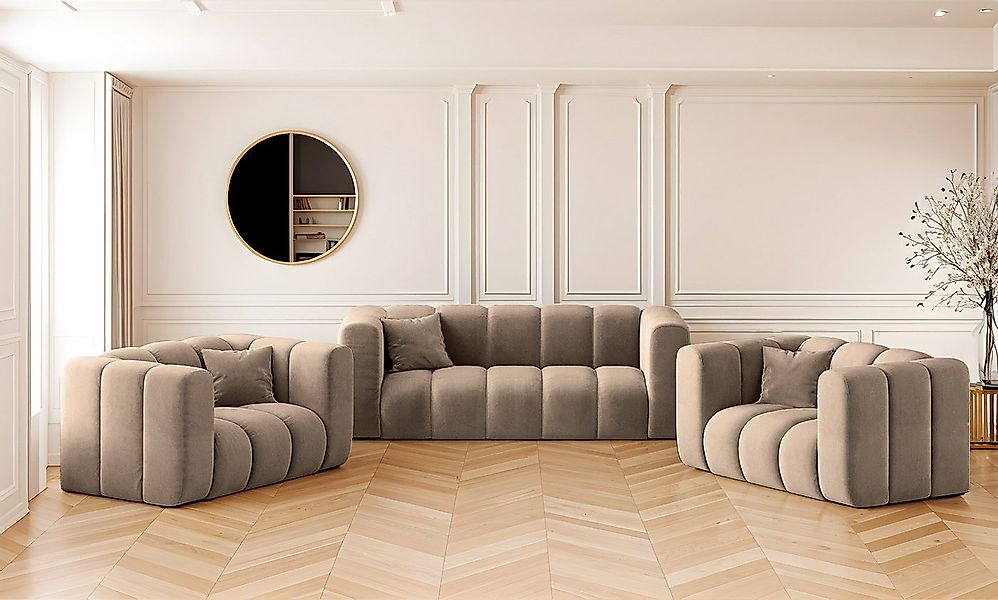 Kaiser Möbel Loungeset Sofagarnitur 2+1+1 Couchgarnitur serie Grand Stoff H günstig online kaufen