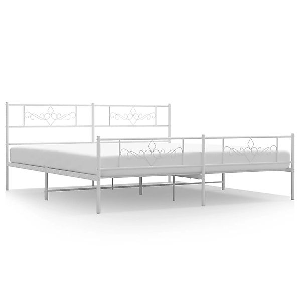 vidaXL Bettgestell mit Kopf- und Fußteil Metall Weiß 193x203 cm Modell 1018 günstig online kaufen