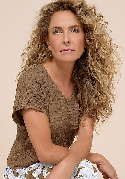 bianca Kurzarmshirt JULIE mit Crinkle-Effekt in Trendfarbe 'Coconut' günstig online kaufen