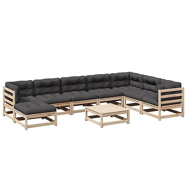 vidaXL 9-Tlg Garten-Sofagarnitur mit Kissen Massivholz Kiefer 3299585 günstig online kaufen