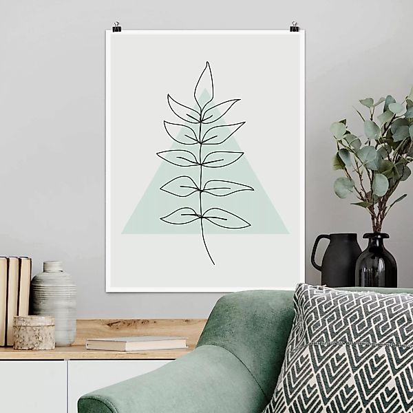 Poster Blumen - Hochformat Zweig Geometrie Dreieck Line Art günstig online kaufen