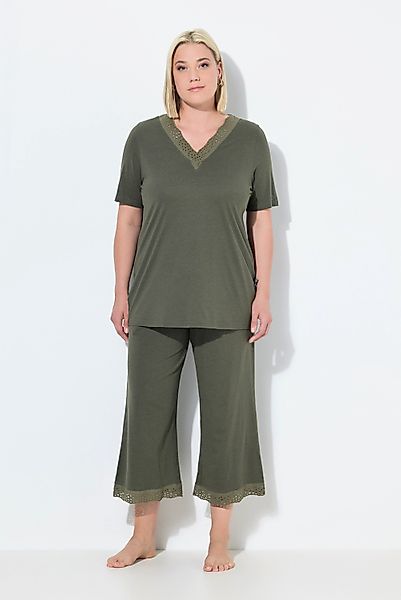 Ulla Popken Pyjama Pyjama Lochstickerei Halbarm günstig online kaufen